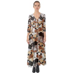 Many Dogs Pattern Button Up Boho Maxi Dress by Simbadda