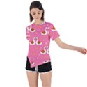 Swan Pattern Elegant Style Asymmetrical Short Sleeve Sports Tee View1