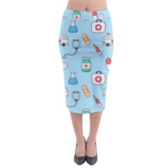Medical Seamless Pattern Midi Pencil Skirt by Simbadda
