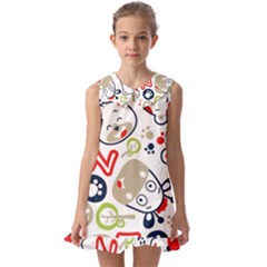Animals Pattern Kids  Pilgrim Collar Ruffle Hem Dress by Simbadda