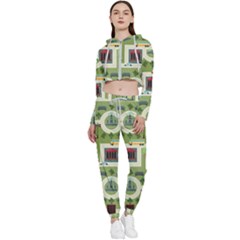 City Seamless Pattern Cropped Zip Up Lounge Set by Simbadda