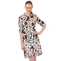 Mix Animal Skin Prints Seamless Pattern Vector Long Sleeve Mini Shirt Dress by Simbadda