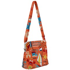 Seamless Pattern Vector Beach Holiday Theme Set Zipper Messenger Bag by Simbadda
