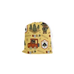 Seamless Pattern Funny Ranger Cartoon Drawstring Pouch (xs) by Simbadda