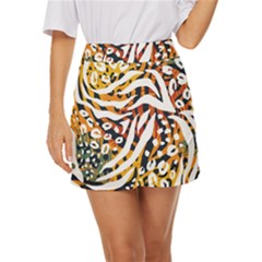 Abstract Geometric Seamless Pattern With Animal Print Mini Front Wrap Skirt by Simbadda