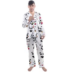 Playing Panda Cartoon Men s Long Sleeve Satin Pajamas Set by Simbadda