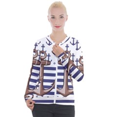 Anchor Background Design Casual Zip Up Jacket by Simbadda