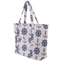 Nautical-seamless-pattern Zip Up Canvas Bag View1