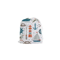 Nautical-elements-pattern-background Drawstring Pouch (xs) by Simbadda