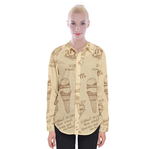 Ice-cream-vintage-pattern Womens Long Sleeve Shirt by Simbadda