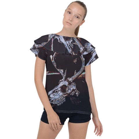 Deer Skull Ruffle Collar Chiffon Blouse by MonfreyCavalier