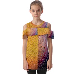Rain Drop Abstract Design Fold Over Open Sleeve Top by Excel