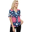 Seamless-pattern-microbes-virus-vector-illustration Bow Sleeve Button Up Top View3