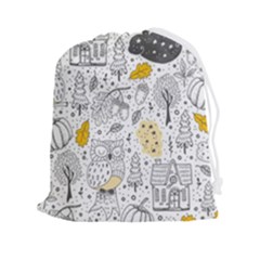 Doodle-seamless-pattern-with-autumn-elements Drawstring Pouch (2xl) by Simbadda