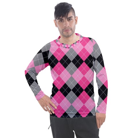Seamless-argyle-pattern Men s Pique Long Sleeve Tee by Simbadda