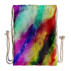 Colorful Abstract Paint Splats Background Drawstring Bag (large) by Proyonanggan