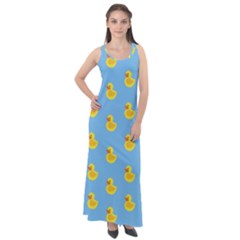 Rubber Duck Pattern Sleeveless Velour Maxi Dress by Valentinaart