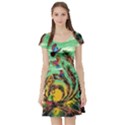 Monkey Tiger Bird Parrot Forest Jungle Style Short Sleeve Skater Dress View1