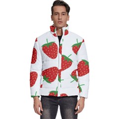 Seamless Pattern Fresh Strawberry Men s Puffer Bubble Jacket Coat by Bangk1t