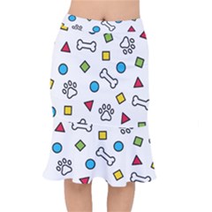 Dog Paw Seamless Pattern Footprint Bone Short Mermaid Skirt by Bangk1t