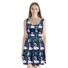 Swan Pattern Elegant Design Split Back Mini Dress  by Bangk1t