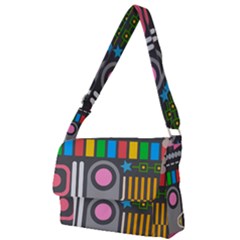 Pattern Geometric Abstract Colorful Arrow Line Circle Triangle Full Print Messenger Bag (l) by Bangk1t