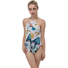 Mushroom Forest Fantasy Flower Nature Go With The Flow One Piece Swimsuit by Bangk1t