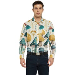 Mushroom Forest Fantasy Flower Nature Men s Long Sleeve Pocket Shirt  by Bangk1t