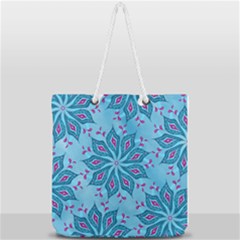 Flower Template Mandala Nature Blue Sketch Drawing Full Print Rope Handle Tote (large) by Bangk1t