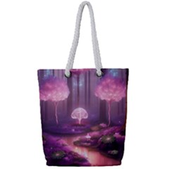 Trees Forest Landscape Nature Neon Full Print Rope Handle Tote (small) by Bangk1t