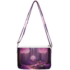 Trees Forest Landscape Nature Neon Double Gusset Crossbody Bag by Bangk1t