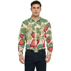 Strawberry Fruit Men s Long Sleeve Pocket Shirt  by Amaryn4rt