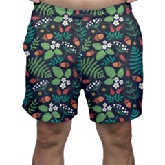 Pattern Forest Leaf Fruits Flowers Motif Men s Shorts by Amaryn4rt