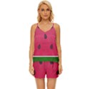 Watermelon Fruit Summer Red Fresh Food Healthy V-Neck Satin Pajamas Set View1