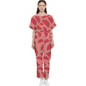 Watermelon Red Food Fruit Healthy Summer Fresh Batwing Lightweight Chiffon Jumpsuit View1