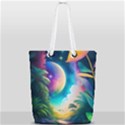 Jungle Moon Light Plants Space Full Print Rope Handle Tote (Small) View2