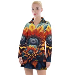 Flower Plant Geometry Women s Long Sleeve Casual Dress by Ravend