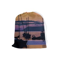 Twilight Over Ushuaia Port Drawstring Pouch (large) by dflcprintsclothing