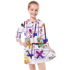 Mathematics Formula Physics School Kids  Quarter Sleeve Shirt Dress by Grandong