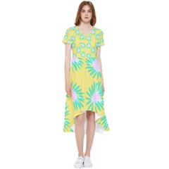 Mazipoodles Bold Daises Yellow High Low Boho Dress by Mazipoodles