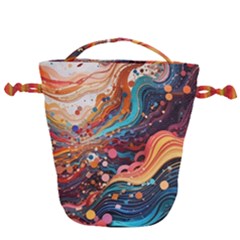 Pattern Abstract Drawstring Bucket Bag by Grandong