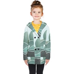 Mountains Wall Print Boho Art Kids  Double Breasted Button Coat by pakminggu