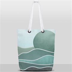 Mountains Wall Print Boho Art Full Print Rope Handle Tote (small) by pakminggu