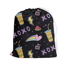 Cute-girl-things-seamless-background Drawstring Pouch (2xl) by pakminggu