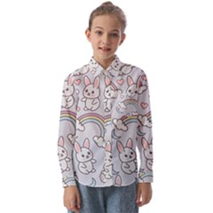 Seamless-pattern-with-cute-rabbit-character Kids  Long Sleeve Shirt by pakminggu