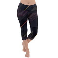 Gradient-geometric-shapes-dark-background Lightweight Velour Capri Yoga Leggings by pakminggu