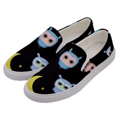 Cute-owl-doodles-with-moon-star-seamless-pattern Men s Canvas Slip Ons by pakminggu