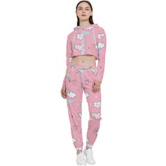 Cute-unicorn-seamless-pattern Cropped Zip Up Lounge Set by pakminggu