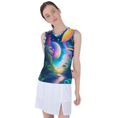 Jungle Moon Light Plants Space Women s Sleeveless Sports Top by uniart180623