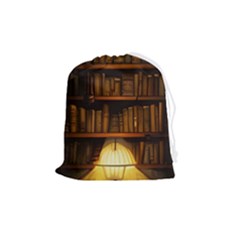 Books Library Drawstring Pouch (medium) by uniart180623